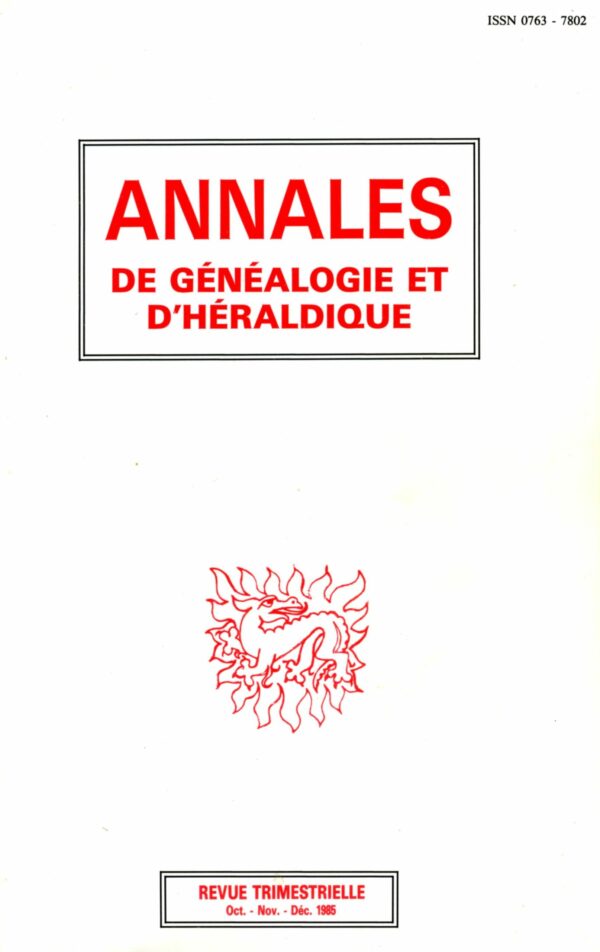 Annales de Généalogie et d'Héraldique N° 4 - Version numérique