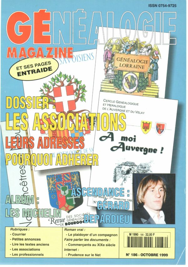 Généalogie Magazine n° 186 - octobre 1999