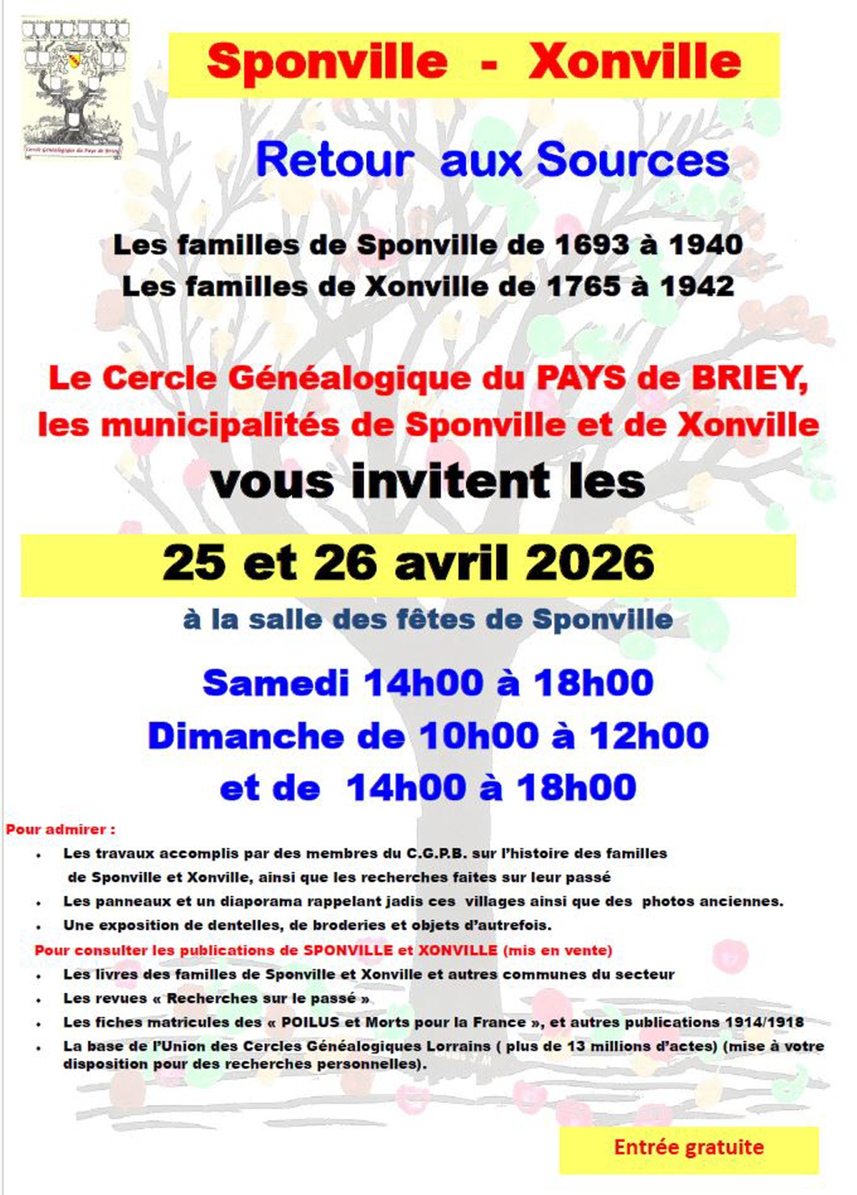 Journées généalogiques “Retour aux sources” – Sponville (54)